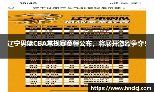 辽宁男篮CBA常规赛赛程公布，将展开激烈争夺！